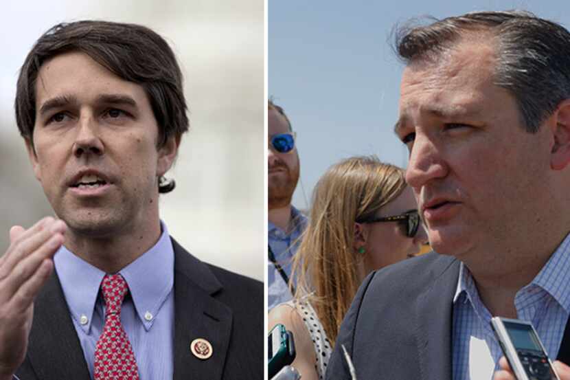 Rep. Beto O'Rourke, an El Paso Democrat (left), is hoping to oust Sen. Ted Cruz in November...