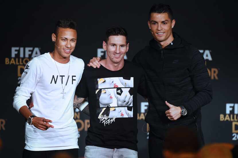 Los finalistas del Ballon d’Or 2015: Neymar, Messi y Cristiano. GETTY IMAGES