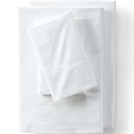 White sheet set folded and stacked