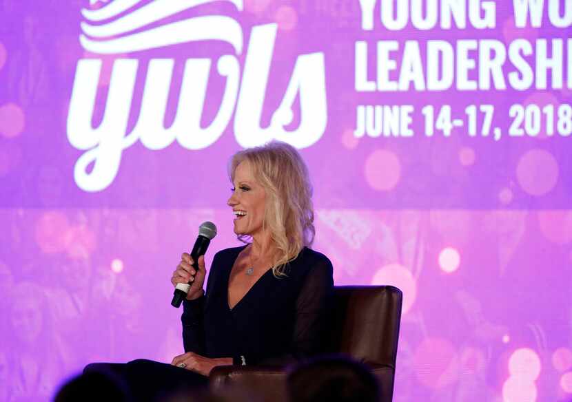 Kellyanne Conway, counselor to President Donald Trump, speaks during Turning Point USA's...