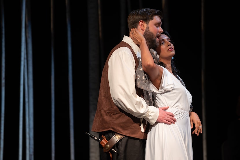 Alex Longnecker (Acis), left, and Gitanjali Mathur (Galatea) during a production of Acis and...