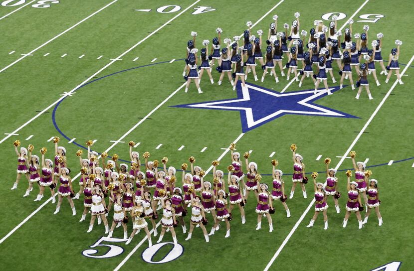 Drill teams from two Frisco high schools, Heritage and Lone Star, performed simultaneously...
