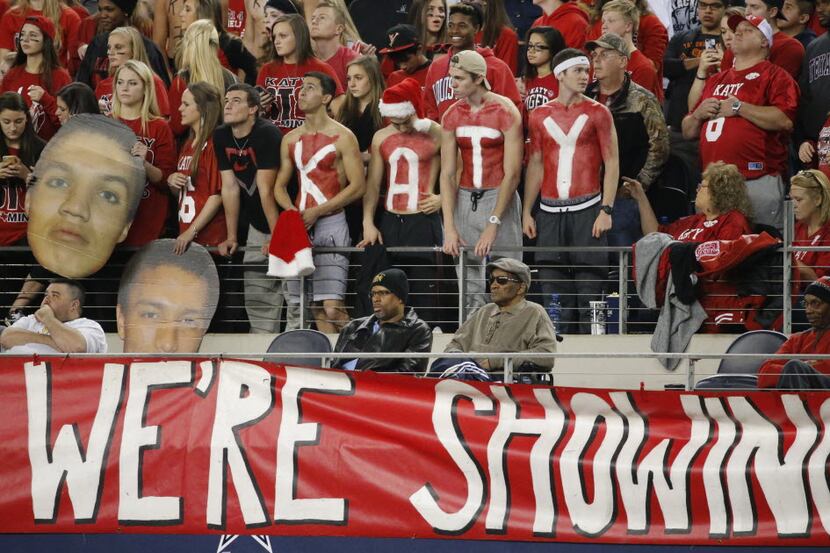 Katy fans look stunned as the game winds down to a Cedar Hill win during the 6A-II state...