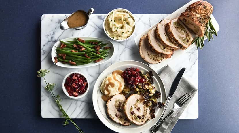 One of Oceanaire's four 2020 Thanksgiving menus includes a stuffed turkey roulade with sage...