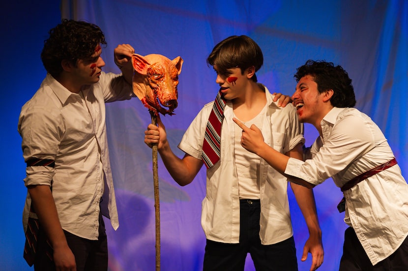 From left, Aldrin Smajli, Tyler Chamberlain and Efren Paredes in "Lord of the Flies," Out of...