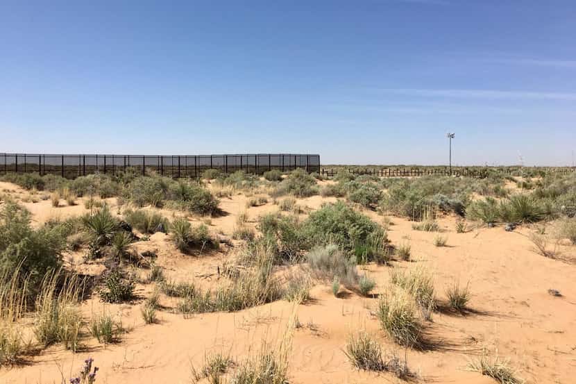 A border fence divides the U.S. and Mexico near Santa Teresa, N.M., on April 10.