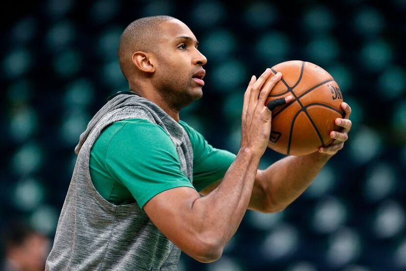 Boston Celtics' Al Horford warms up before Game 4 of a second round NBA basketball playoff...