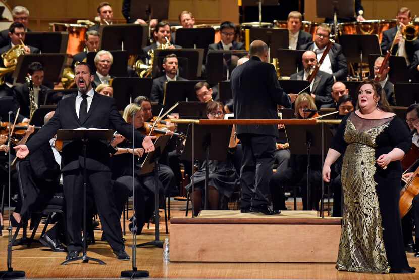 Kyle Albertson, left, was a last-minute sub as Wotan, in the Dallas Symphony Orchestra May...