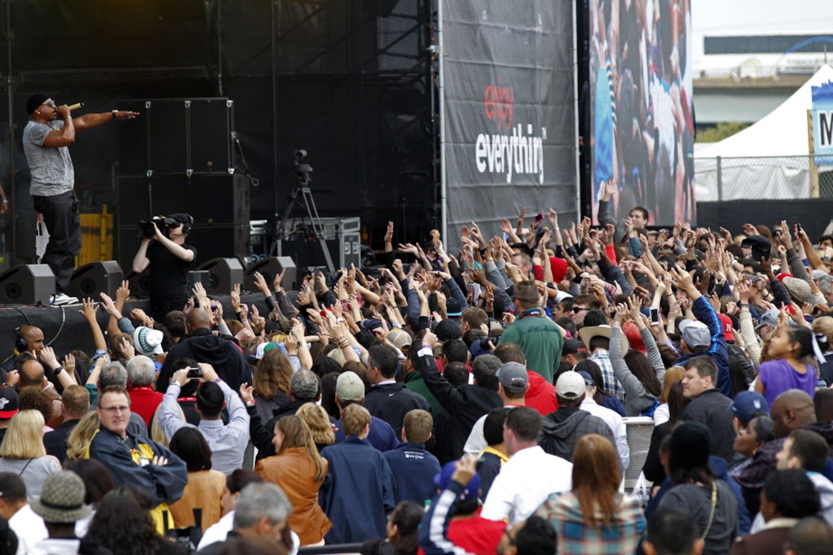 LL Cool J performs during the March Madness Music Festival at Reunion Park in Dallas April...