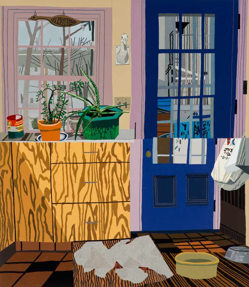 Jonas Wood, Kitchen with Jade and Aloe Plants, 2013, oil and acrylic on linen, 88 x 76 in.,...