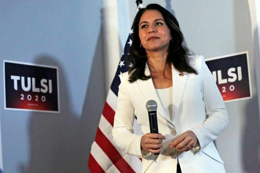 FILE - In this Oct. 1, 2019, file photo, Democratic presidential candidate U.S. Rep. Tulsi...
