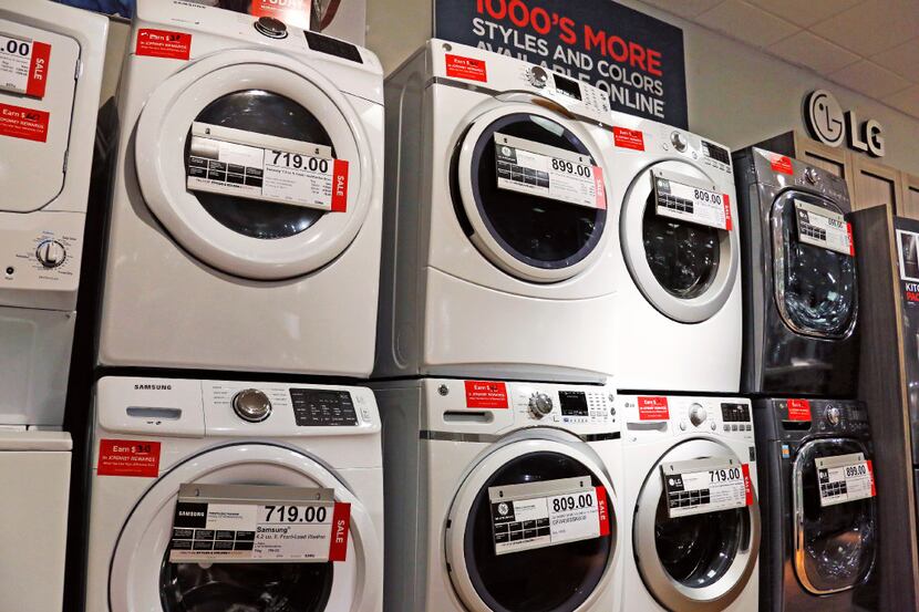 Washers and dryers appear on display at a J.C. Penney store in Pittsburgh.