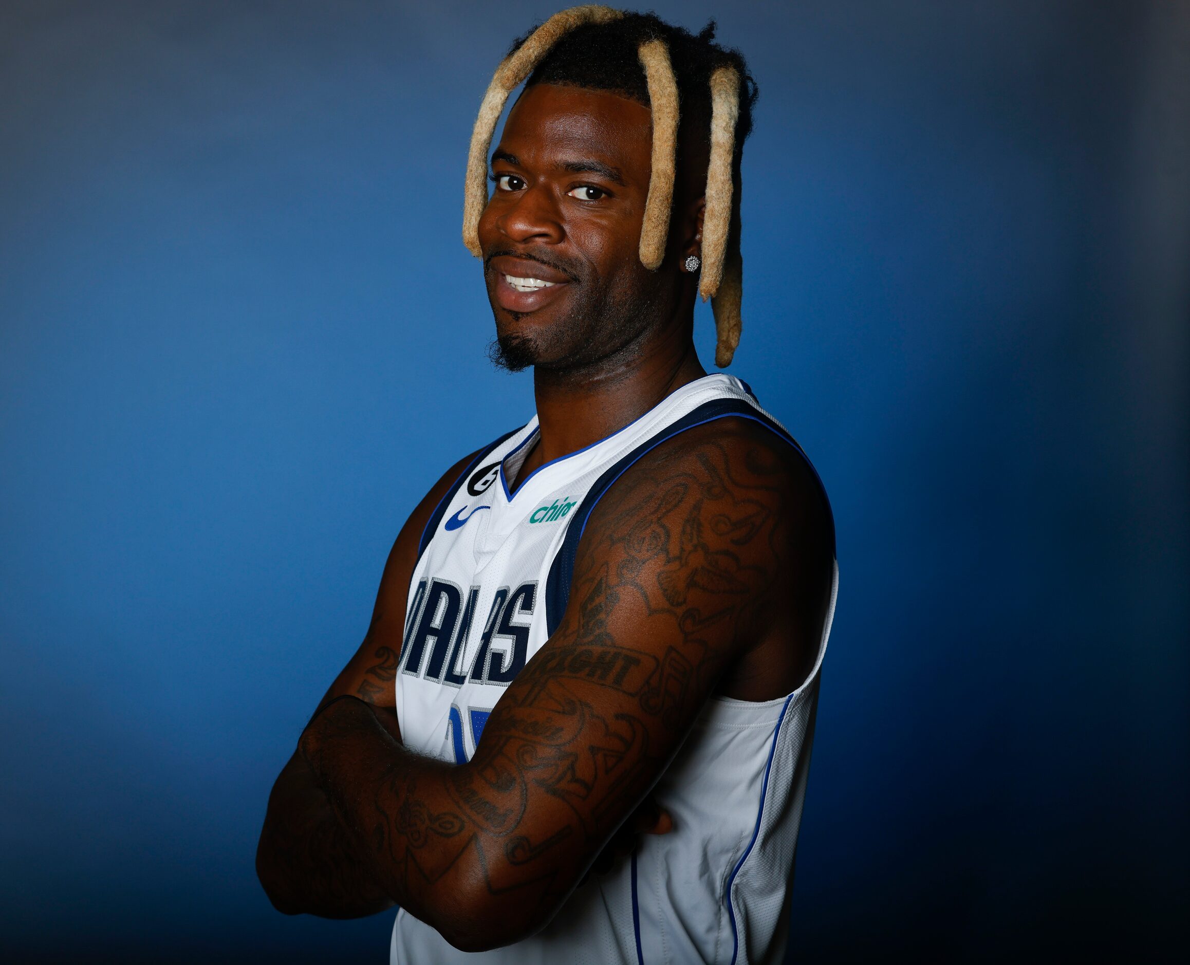 Dallas Mavericks’ Reggie Bullock is photographed during the media day at American Airlines...