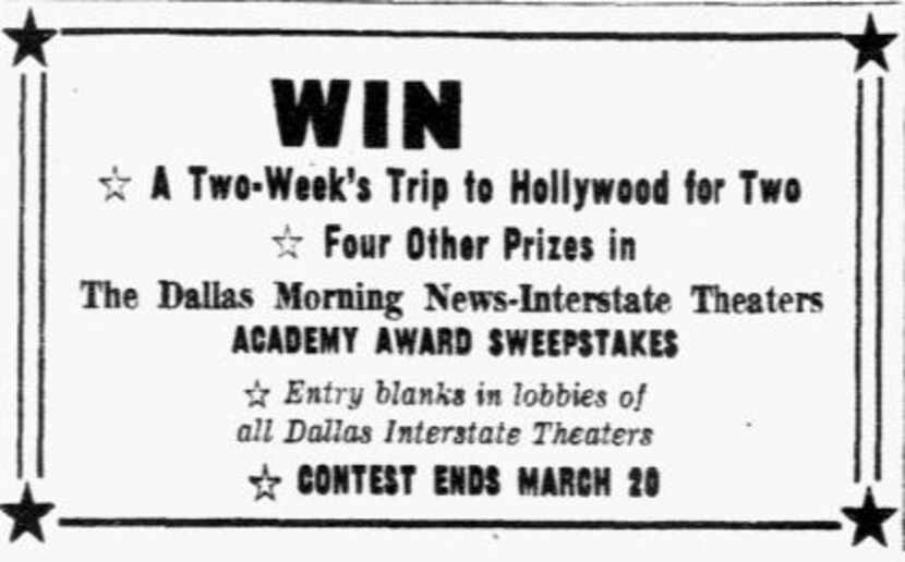 An advertisement in the March 5, 1956 edition of The Dallas Morning News for the Academy...