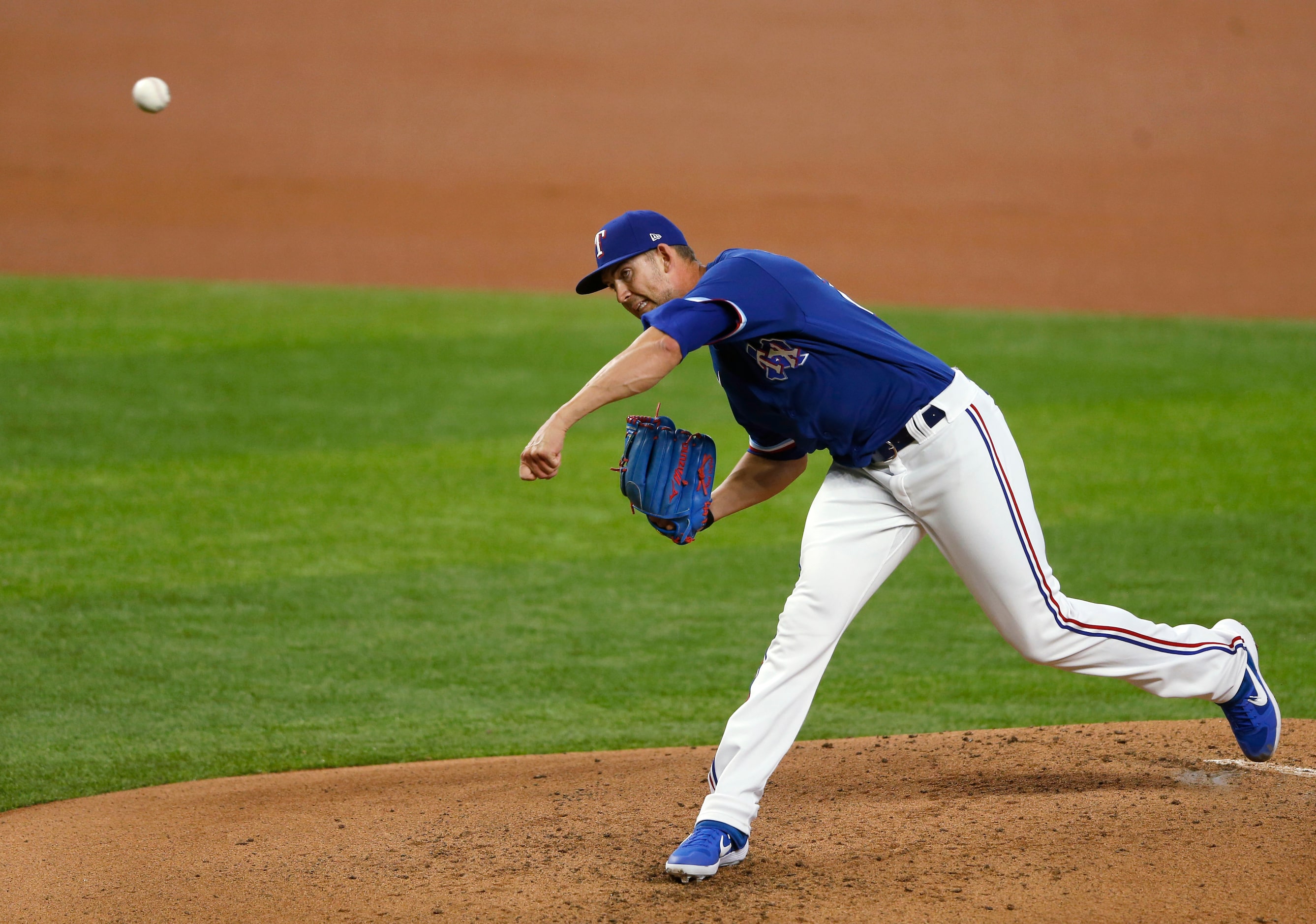 Texas Rangers pitcher Mike Minor (23) pitches during Texas Rangers 2020 Summer Camp at Globe...