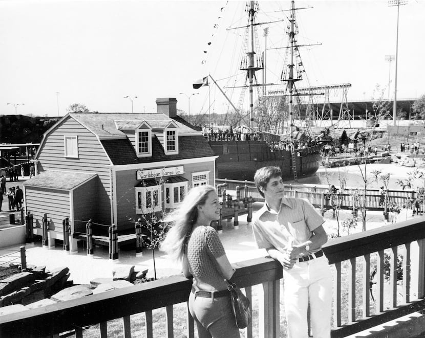 Visitors enjoy the sunshine at the March 18, 1972, grand opening of Seven Seas.