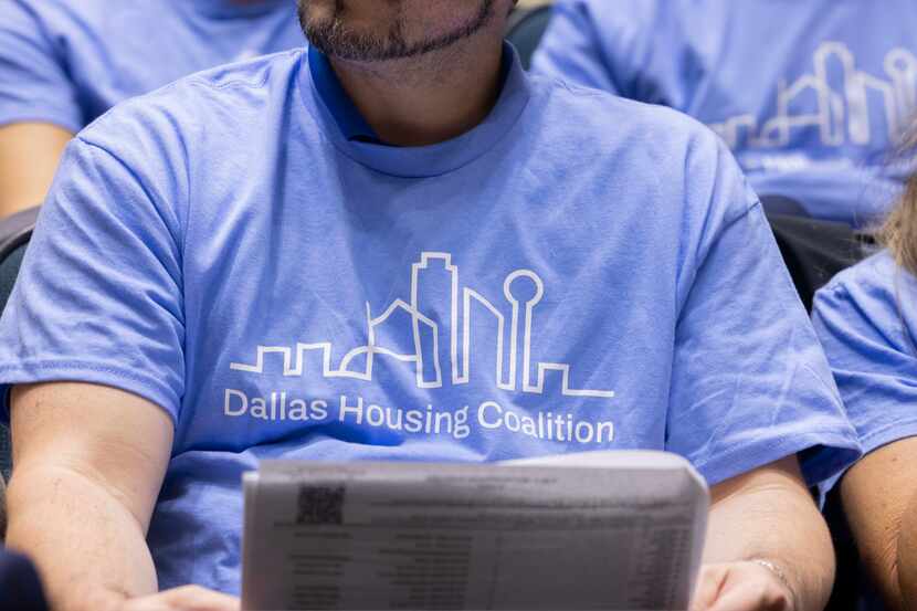 Community members with the Dallas Housing Coalition attended a Dallas City Council meeting...