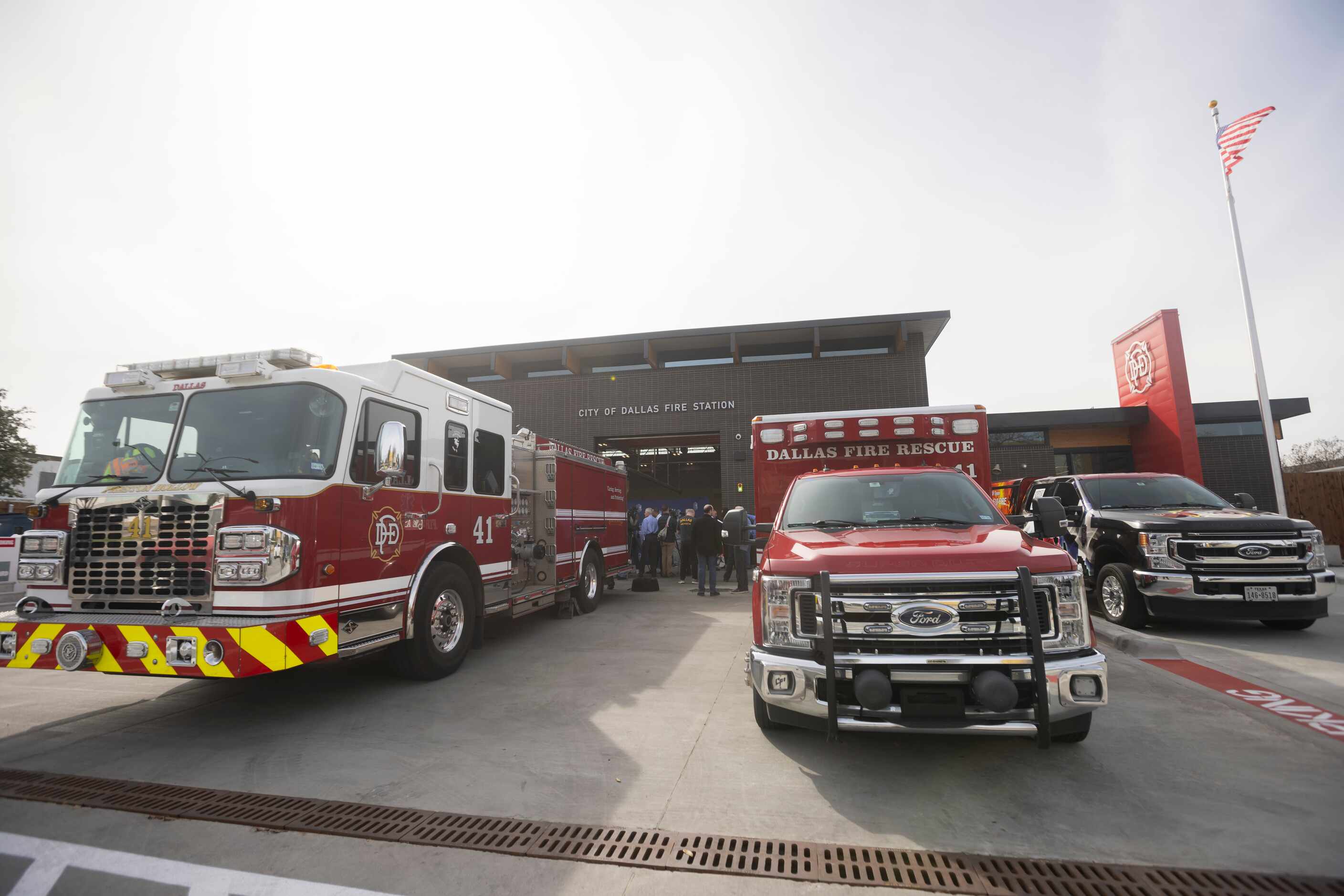 The exterior of the new Dallas Fire Station No. 41 following the grand re-opening ceremony...