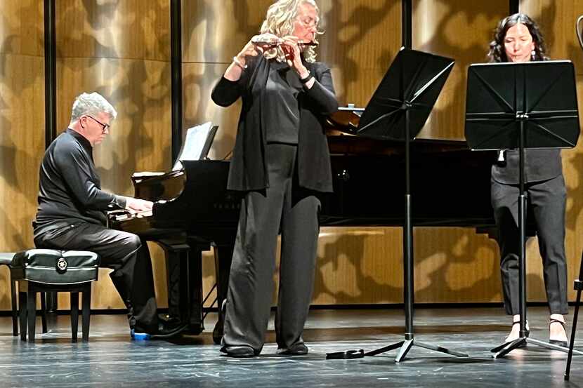 Pianist Buddy Bray, flutist Helen Blackburn and oboist Gina Ford perform in a Basically...