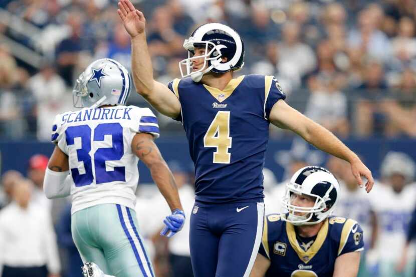 Los Angeles Rams kicker Greg Zuerlein (4) connected on a third quarter field goal against...