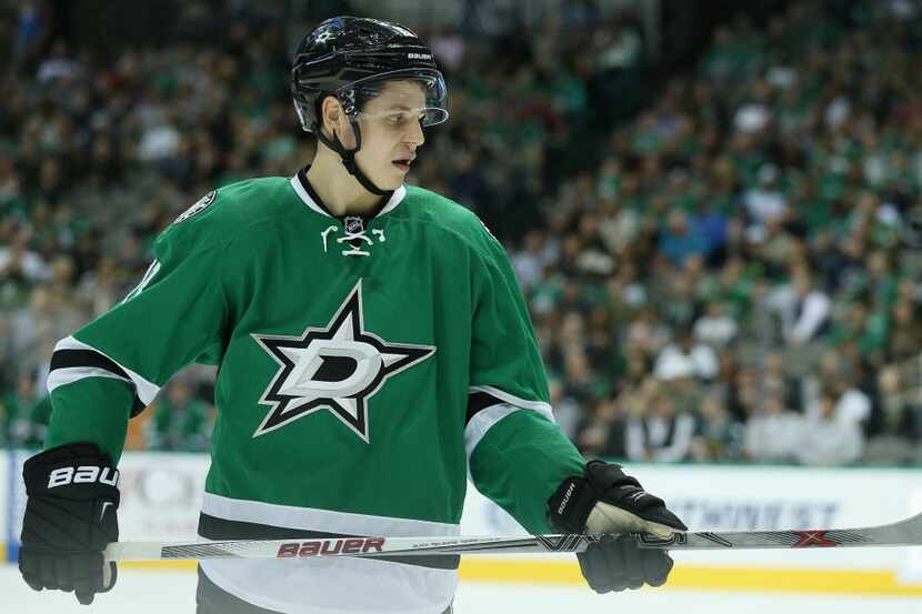 Dallas Stars center Mattias Janmark (13) during a National Hockey League game between the...