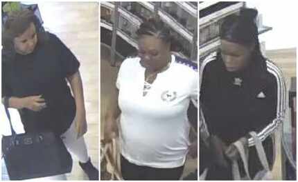 Surveillance footage pictures three suspects in the shoplifting from an Ulta on South Hulen...