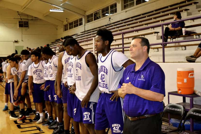 Billy Gillispie (far right) pictured at a Ranger College game during the 2015-16 season.
