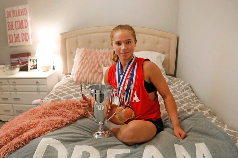 Gymnast Ragan Smith is pictured at her home in Lewisville, Texas, on Thursday, July 12,...