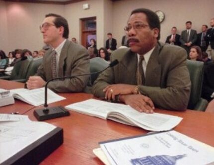  Dale Craymer, left, testifies as a budget adviser to then-Gov. George W. Bush. (1997 AP...