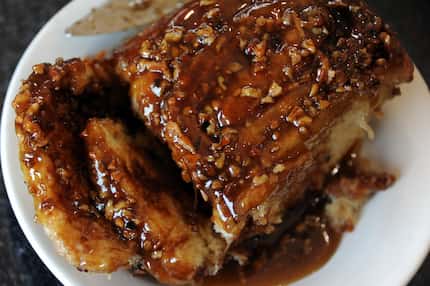 Crossroads Diner's cinnamon sticky buns are topped with pecans.