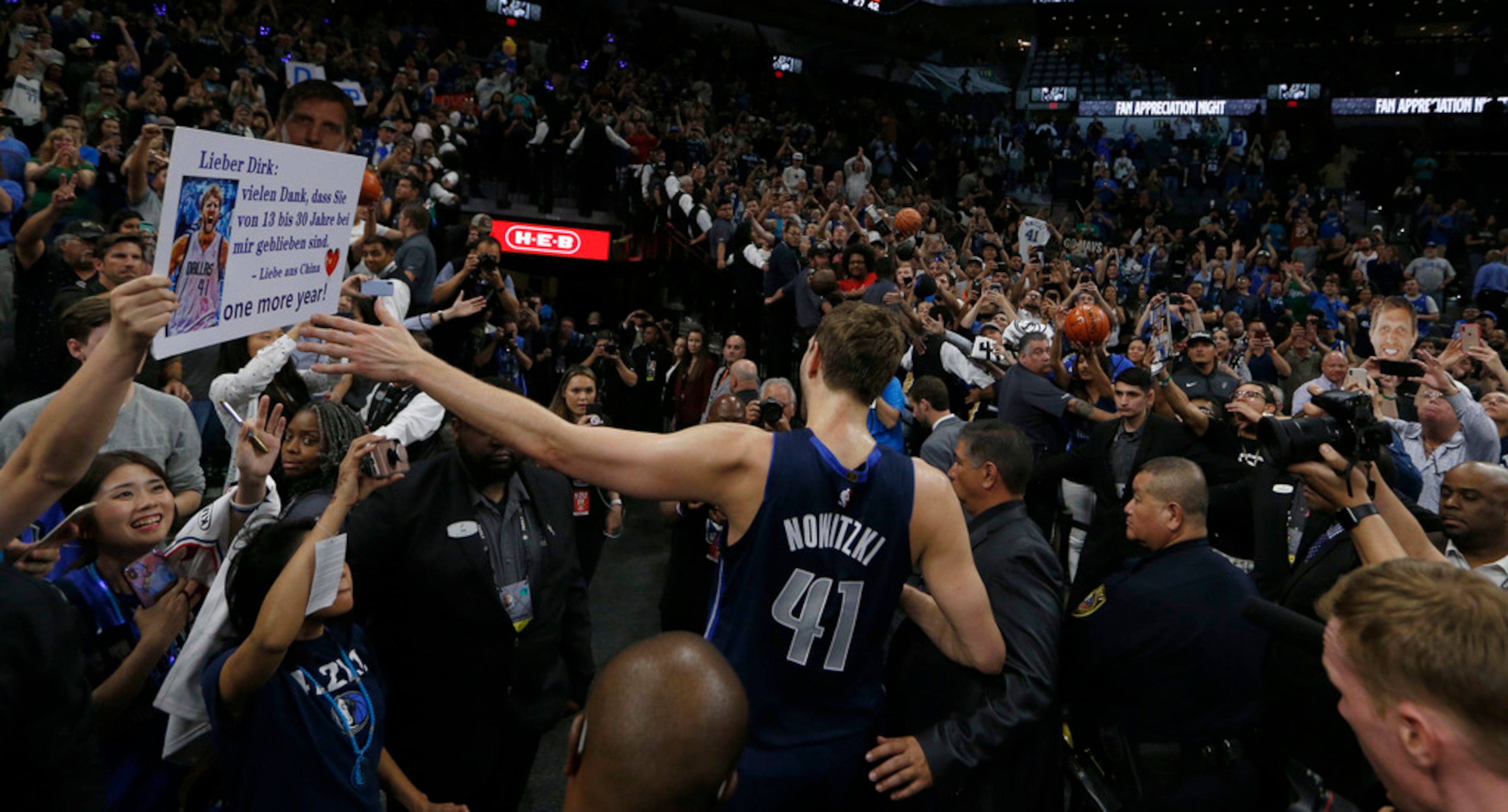 Dallas Mavericks forward Dirk Nowitzki (41) walks off the court after the game against the...