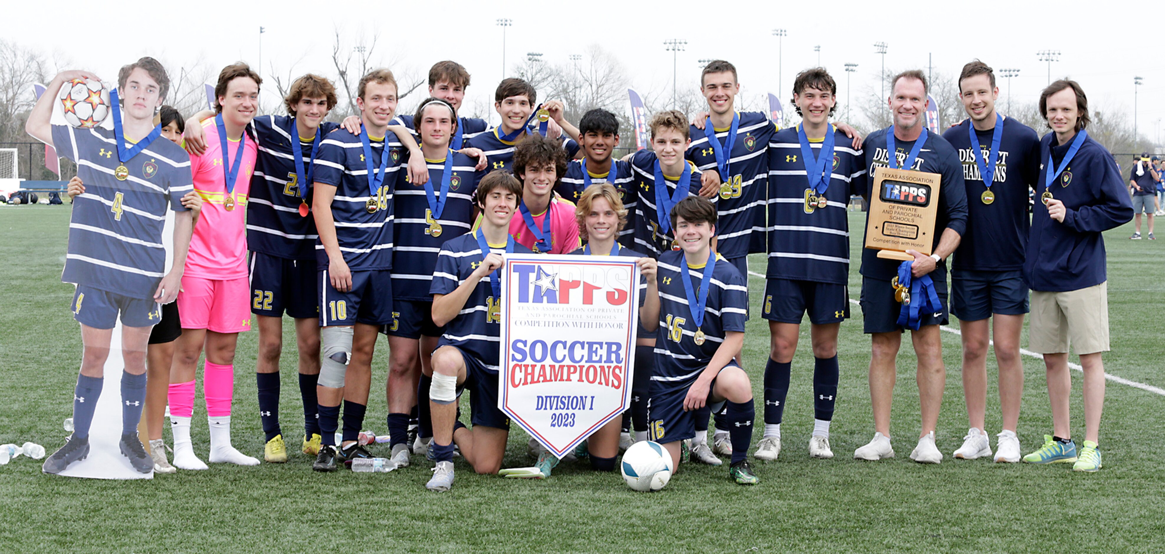 Prestonwood Christian Academy celebrates their win against of Central Catholic in the Boys...