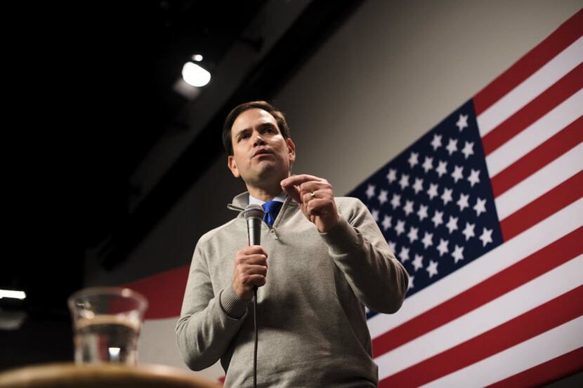  Sen. Marco Rubio of Florida, campaigns at Saint Anselm College in Manchester, N.H., Feb. 4,...