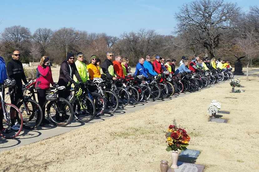 65 cyclists escorted the funeral procession to Rolling Oaks Memorial in Coppell to say...