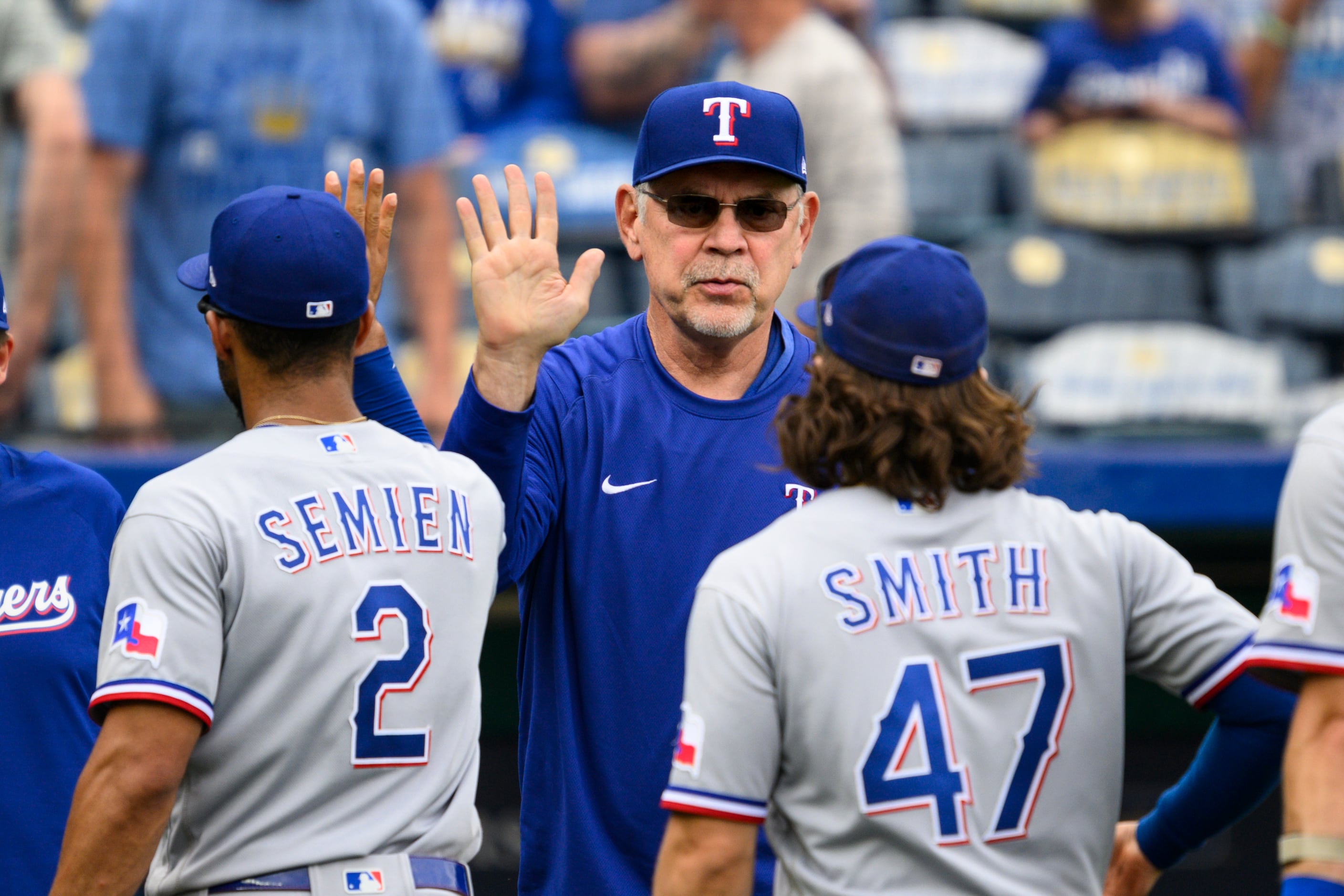 KANSAS CITY, MO - APRIL 18: Texas Rangers starting pitcher Nathan