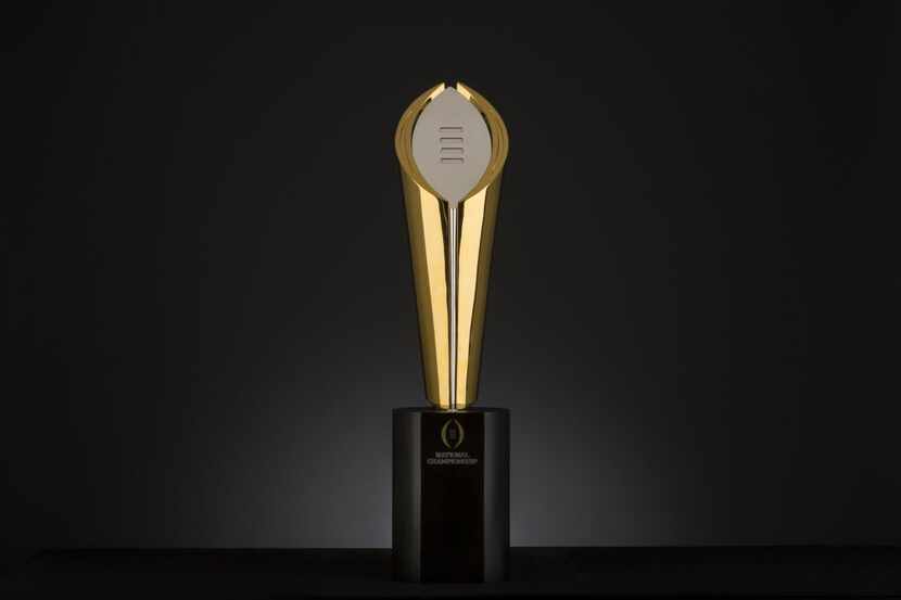 College Football Playoff National Championship trophy, photographed August 22, 2014. (Evans...