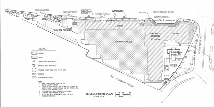  The Katy Station project is planned with a 30-story tower and 7-story buildings. (City of...