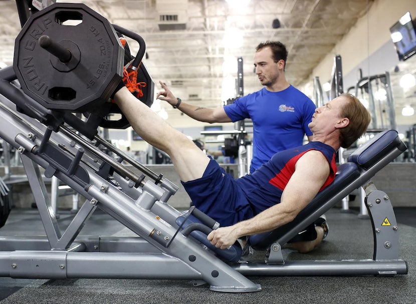 
Wayne Bullard works out with trainer Matt Fox at Texas Family Fitness in The Colony.
