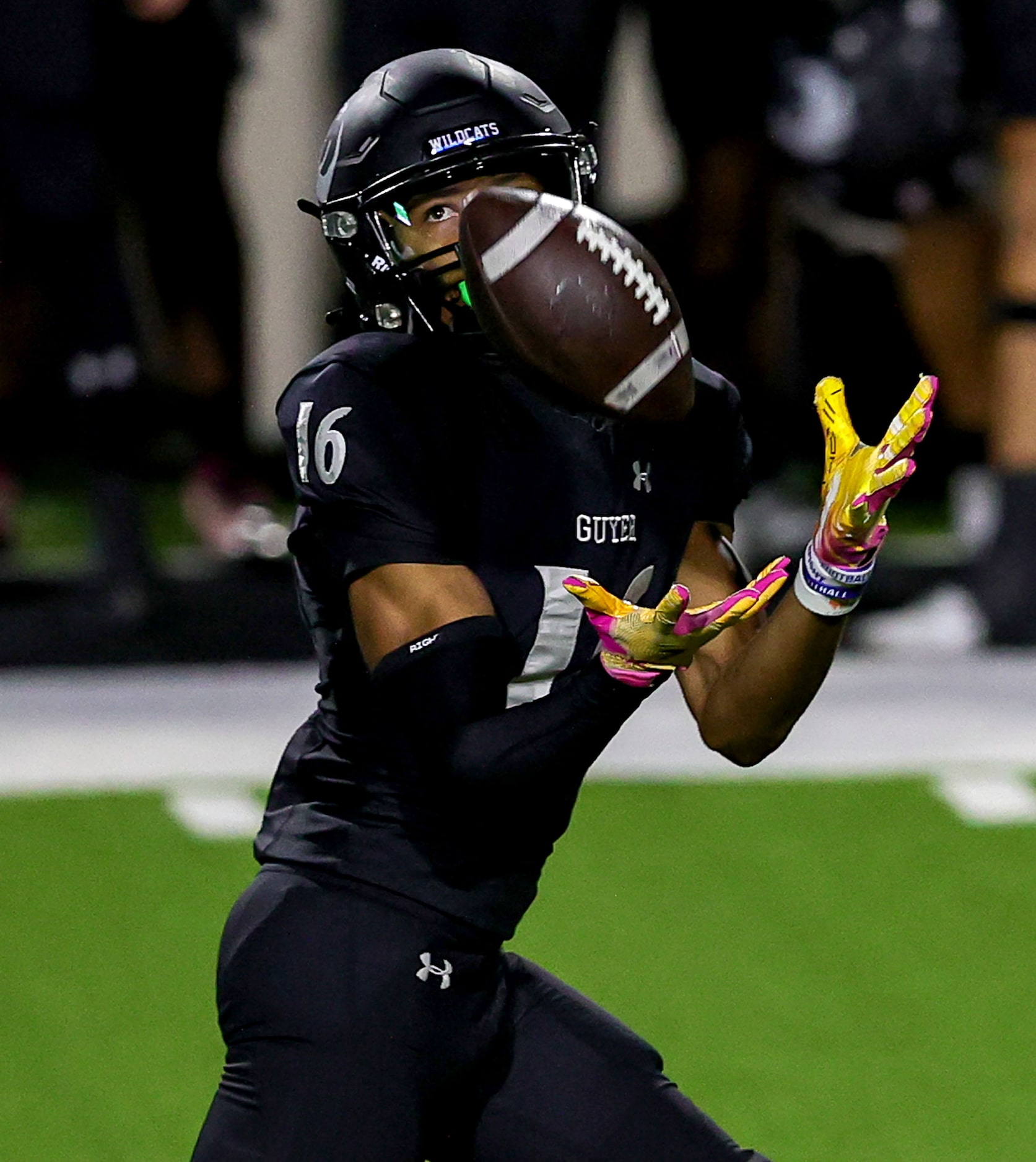 Denton Guyer wide receiver Mason White (16) comes up with a reception against McKinney...