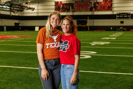 Melissa softball player Caigan Crabtree (left) stands with her mother and Melissa softball...