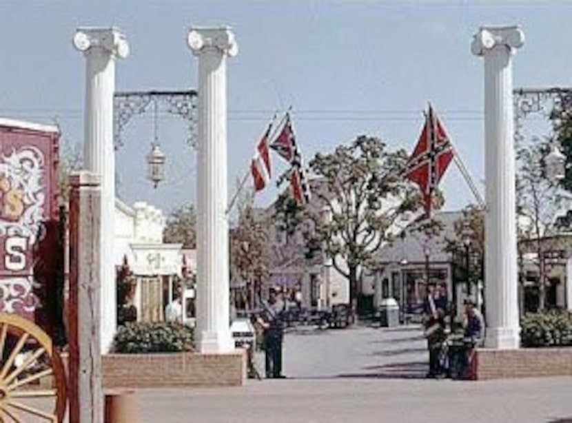  The battle flag hung at the entrance to the Confederate section (now the Old South) at Six...