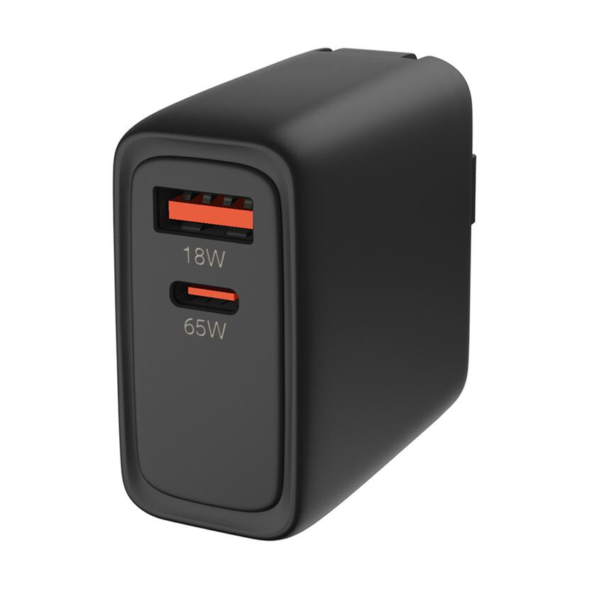 The Smartish Charge Shack has folding-out AC charging prongs on one side and Dual-Port Quick...