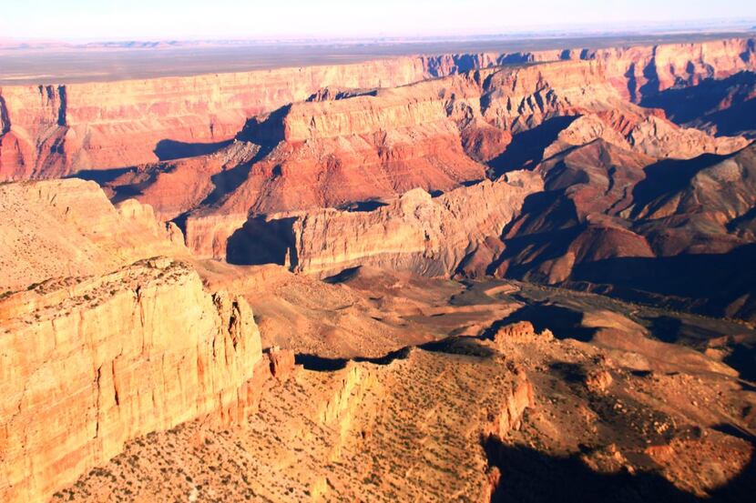 
Maverick Helicopter Tours fly over the canyon and passengers get a bird’s-eye view of pink,...