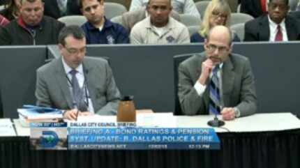  At far right, pension system general counsel Josh Mond told Mayor Mike Rawlings he believes...
