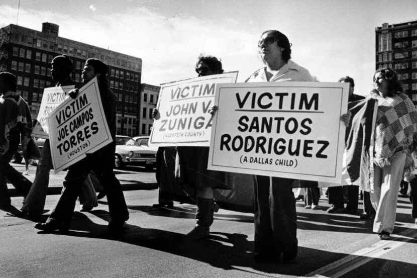 On Nov. 26, 1977, Bessie Rodriguez marched in a downtown rally protesting violence against...