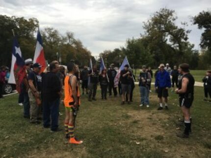  Open-carry advocates gather for a rally at the Katy Trail  Saturday. (Julie Fancher/Staff...