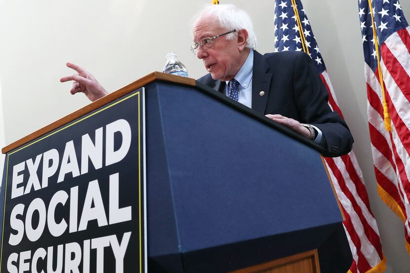 Sen. Bernie Sanders of Vermont speaks during a news conference to announce legislation to...