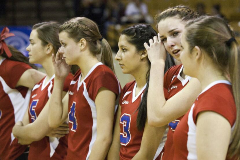 Richardson Pearce's Mary Kate Hyde wipes her face after their lost to Austin Lake Travis at...