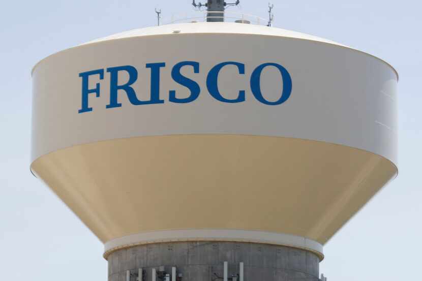 Photo of the water tower in  Frisco, Texas at  the northwest corner of Coit Road and...