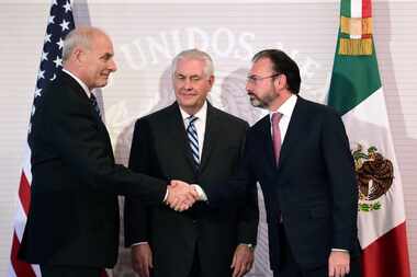 From left: U.S. homeland security chief John Kelly, Secretary of State Rex Tillerson and...